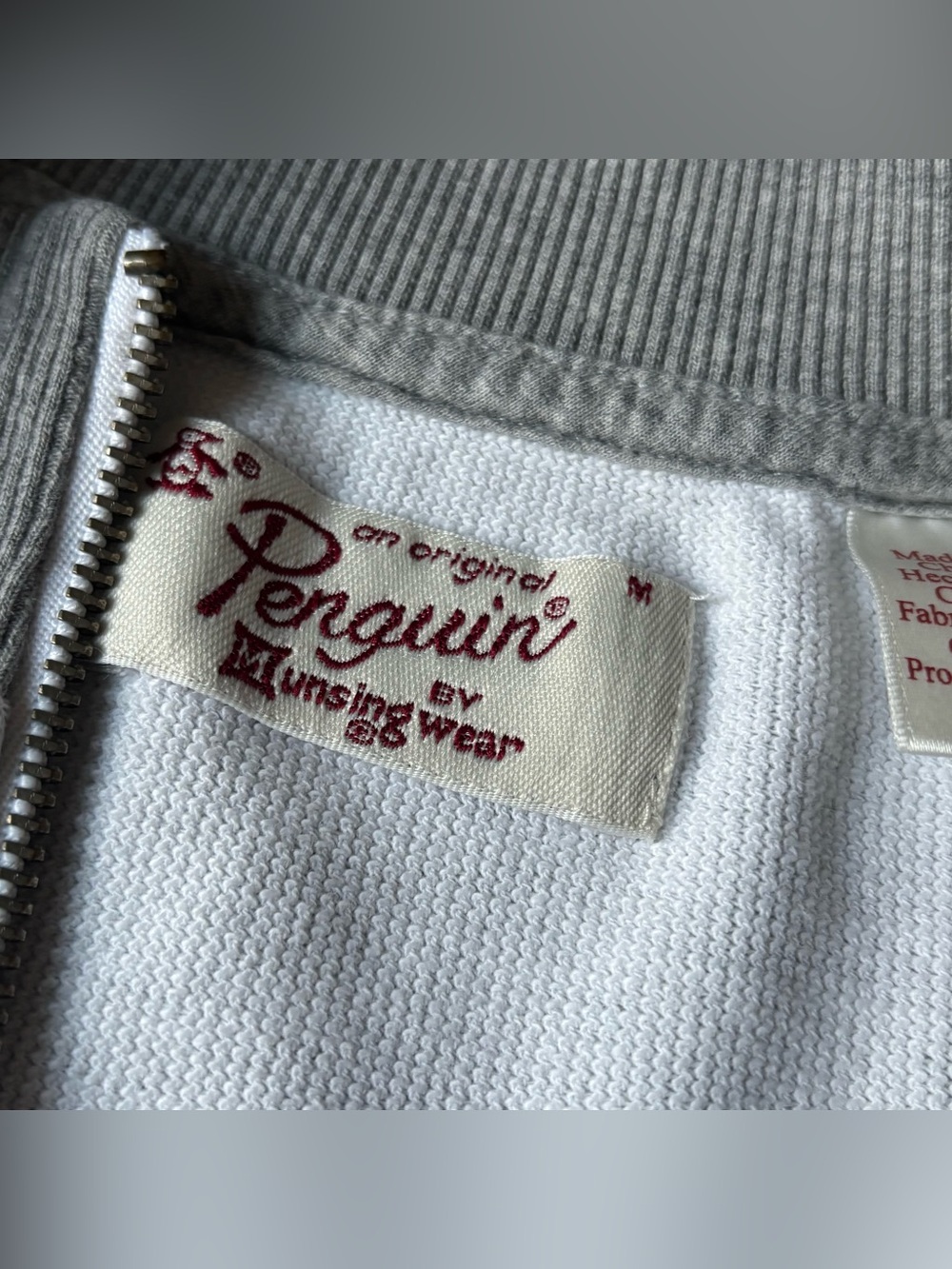 Original Penguin Men's Full Zip Knit Jacket Gray Colorblock Retro Mod M - Picture 6 of 11